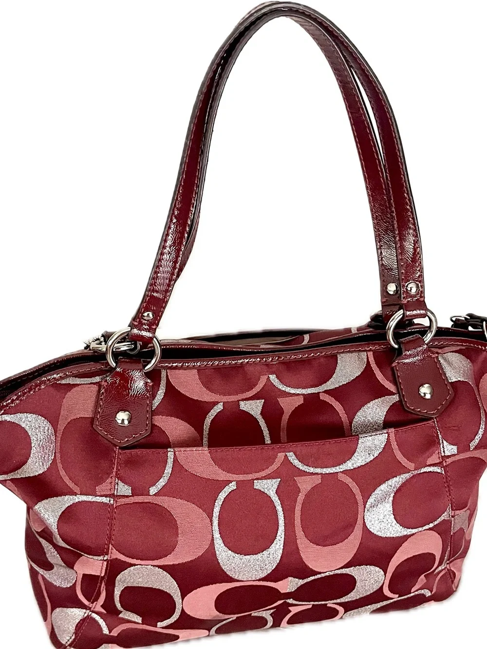 Coach Signature Jacquard Metallic C’s Shoulder/Crossbody Bag w/Snap Head Charm
